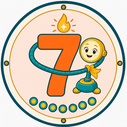 Week Warrior badge: a numeral 7 under a lit flame