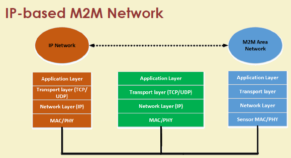 IP-based M2M network with direct internet connectivity