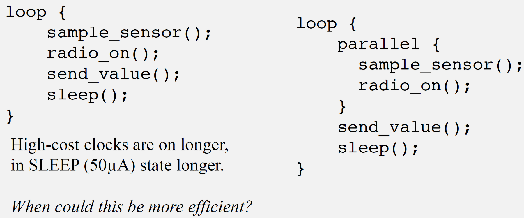 Overview of parallel processing opportunities in IoT applications including sensor fusion and protocol handling