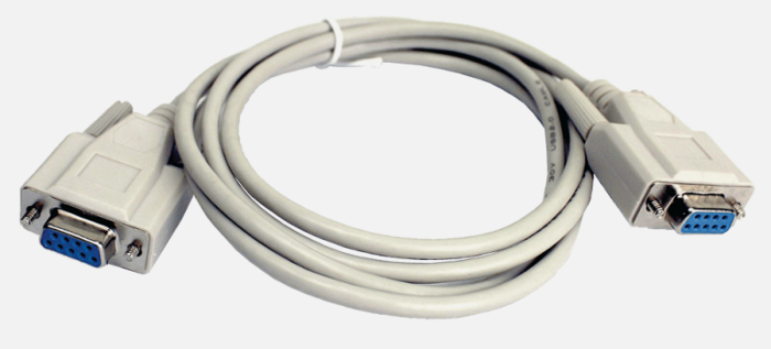 RS-232 DB9 connector pinout diagram showing pin assignments: pin 2 RX, pin 3 TX, pin 5 GND, pins 4/6/7/8 for handshaking signals RTS/CTS/DSR/DTR