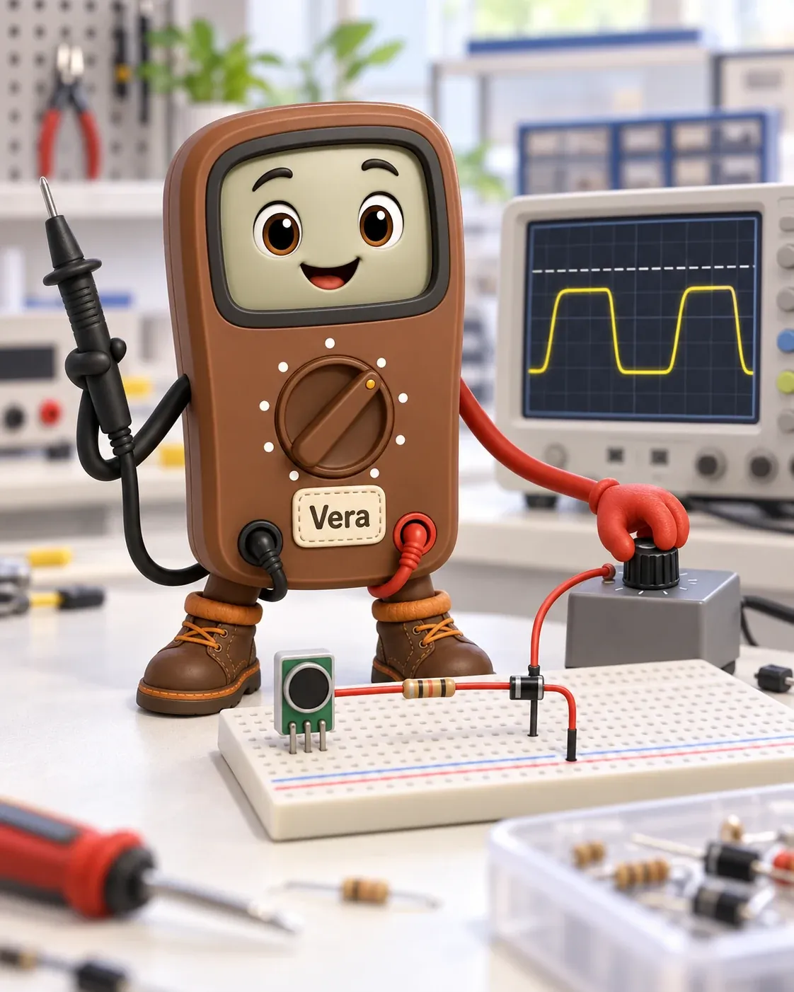 Voltage Vera, the module guide, in a scene from this chapter.