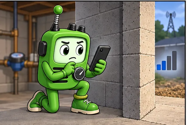 Cartoon panel 3 illustrates this step: Test the final case and antenna at the worst site.