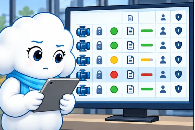 Cartoon panel 3 illustrates this step: Compare the approved state with fresh reports from each pump.