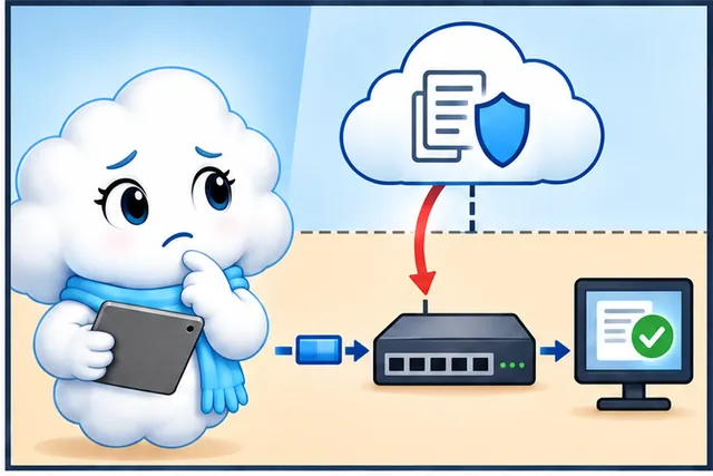 Cartoon panel 2 illustrates this step: A controller or rule alone does not prove where the packet went.