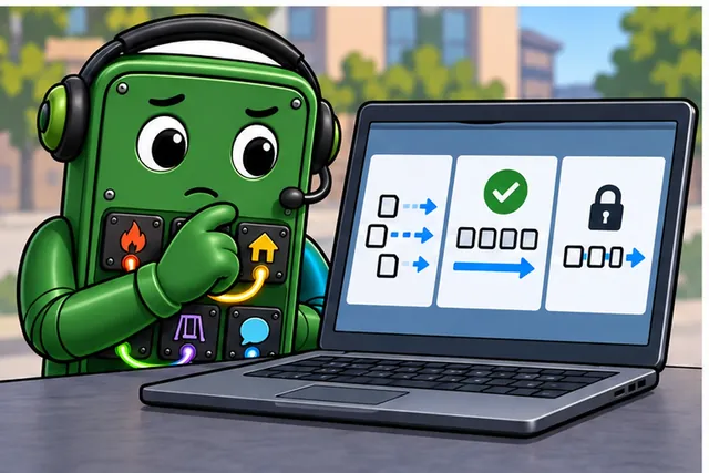 Cartoon panel 3 illustrates this step: Split the update, lose a part, resume, and verify the final image.