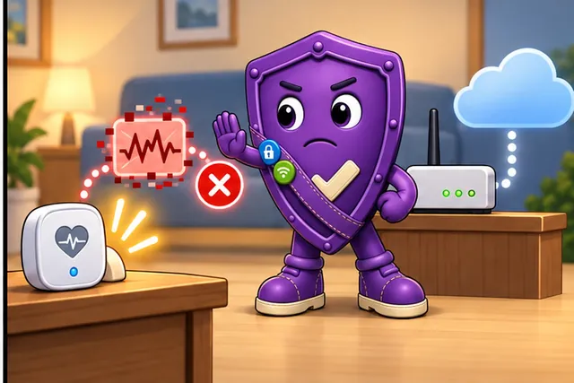 Illustrated scene: Bad versions are refused while urgent safe action still works nearby.