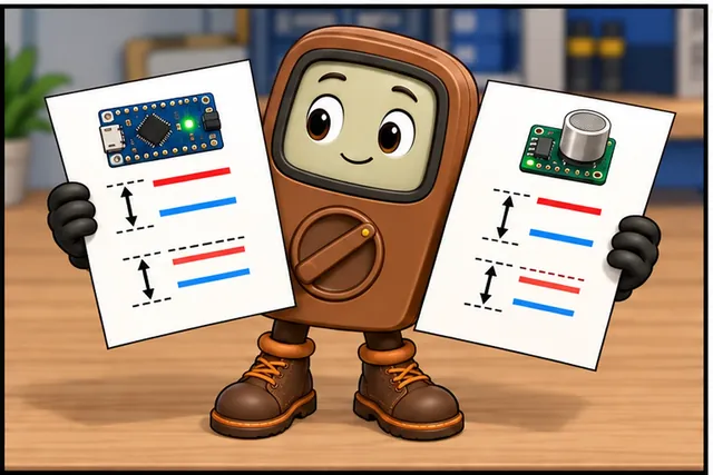 Cartoon panel 3 illustrates this step: Compare output levels, input limits, edges, and power states.