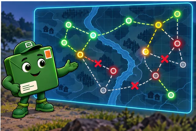Illustrated scene: The network shows lost routes and degraded service instead of hiding them.