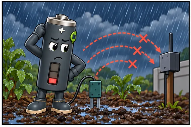 Illustrated scene: Retries and changing conditions break the paper battery promise.