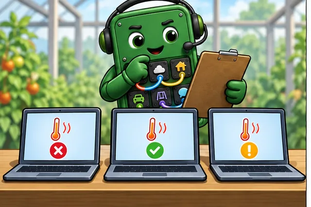 Cartoon panel 3 illustrates this step: Test the broker with an offline screen, a late join, and a restart.
