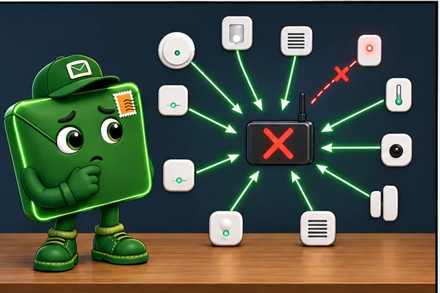 Illustrated scene: Draw the true message paths, then break one link and the hub.