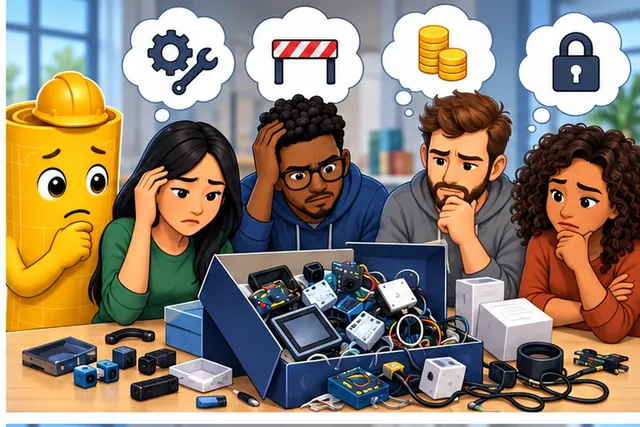 Illustrated scene: That box may add support work, hidden limits, or costly lock-in.