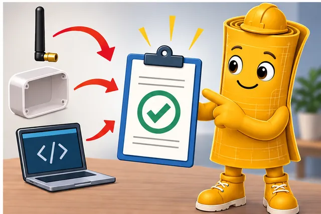 Illustrated scene: A changed antenna, case, or built-in software reopens the right proof.