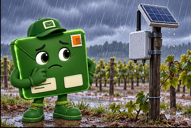Illustrated scene: A strong parent can fail after rain or battery loss.