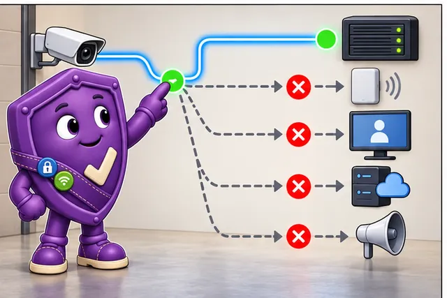 Illustrated scene: Allow the event, then try a peer, admin page, other service, and public address.