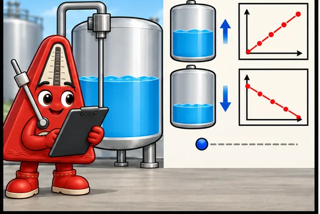 Illustrated scene: Measure rising and falling levels, then save one point for a test.