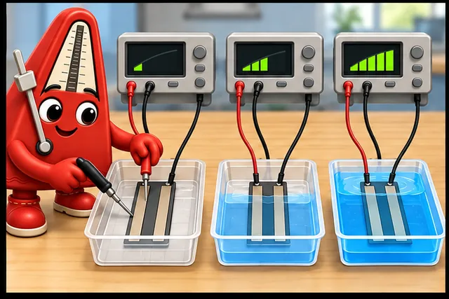 Illustrated scene: Measure empty, middle, and full with a meter and the converter.