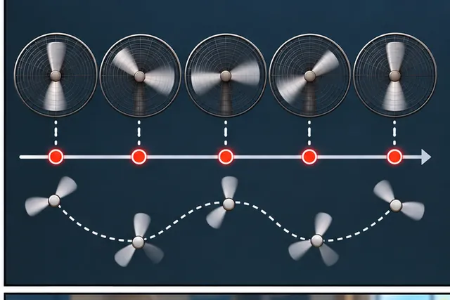 Illustrated scene: The sensor samples too slowly and creates a false pattern.