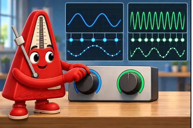 Illustrated scene: Change the sample rate and filter with known slow and fast tones.