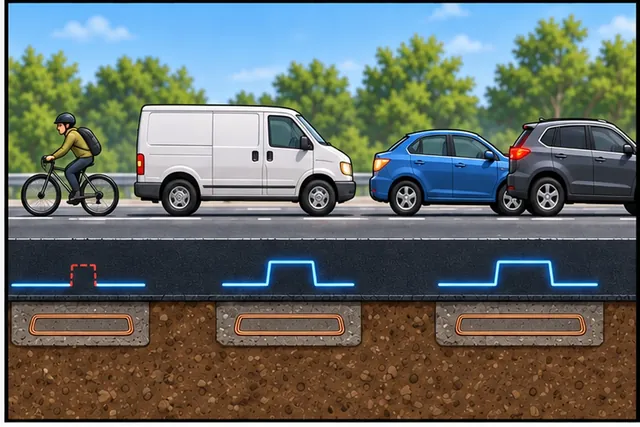 Illustrated scene: That clue may miss or miscount bicycles, vans, or close pairs.