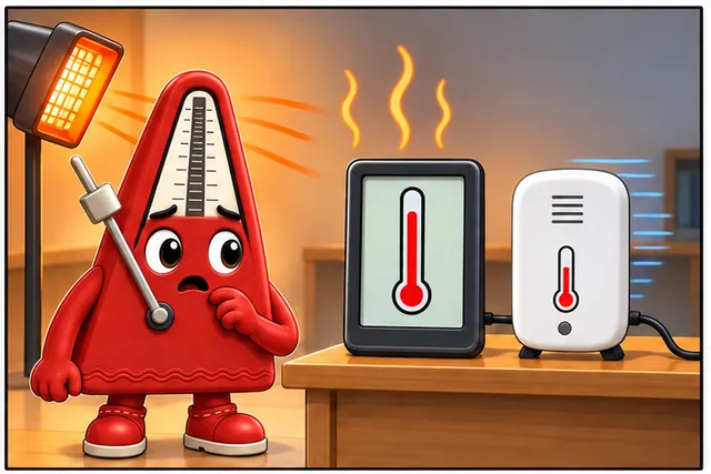 Illustrated scene: It misses every fast temperature change, so its slow response matters.
