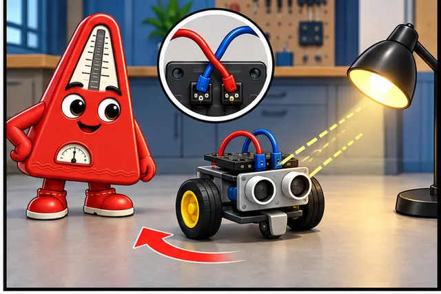 Illustrated scene: Changing the connections can make the same robot turn away.