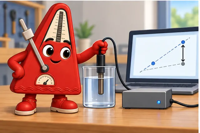 Cartoon panel 3 illustrates this step: Measure the error, correct the raw link, and repeat the test.