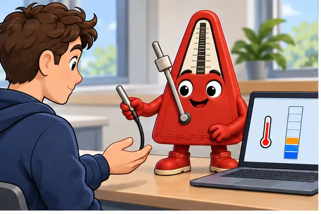 Cartoon panel 1 illustrates this step: A plant probe makes a dashboard bar move.