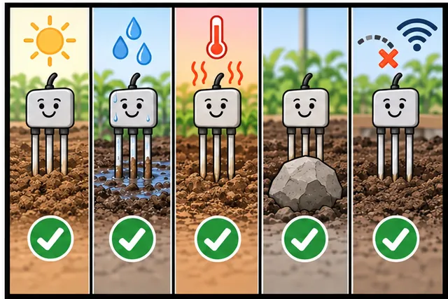Illustrated scene: Choose only after dry, wet, heat, fault, and lost-link tests pass.