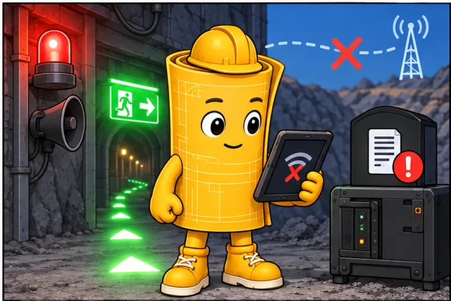 Illustrated scene: A broken link keeps local action clear and marks lost contact for review.