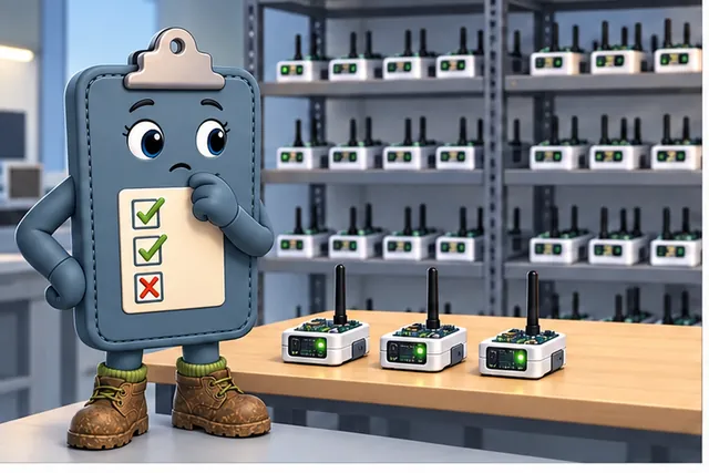 Illustrated scene: A team must test one hundred sensor nodes with only three on the bench.