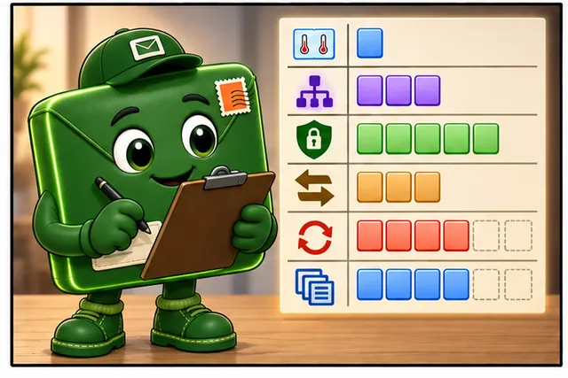 Illustrated scene: Add every header, shield, reply, retry, and split frame to one ledger.