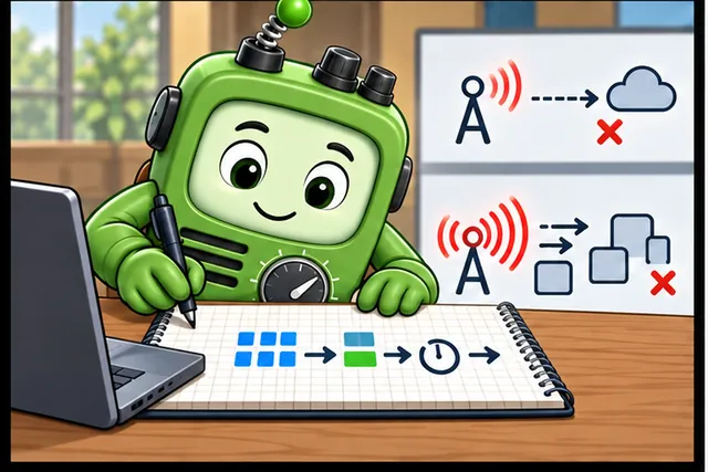 Illustrated scene: Write the full frame and wake cycle, then test weak and busy links.