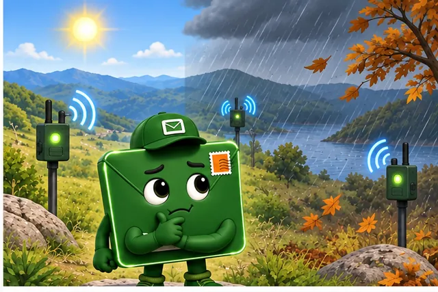 Cartoon panel 2 illustrates this step: The nodes stay still, but weather, batteries, and paths still change.