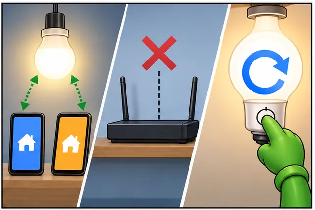 Cartoon panel 2 illustrates this step: Joining Matter does not prove every network or feature will work.