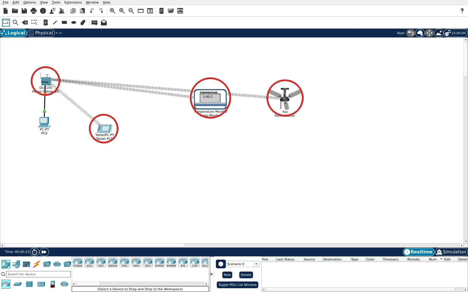 Real Packet Tracer screenshot for gateway registration boundary step 1.