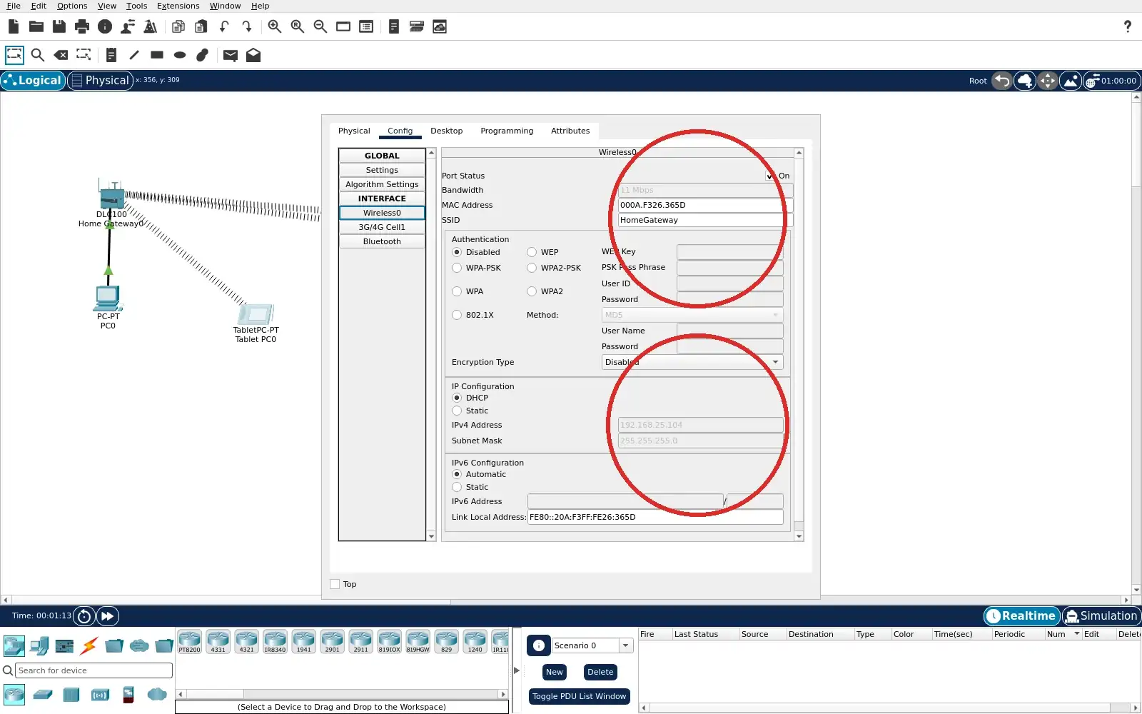 Real Packet Tracer screenshot for gateway registration boundary step 3.