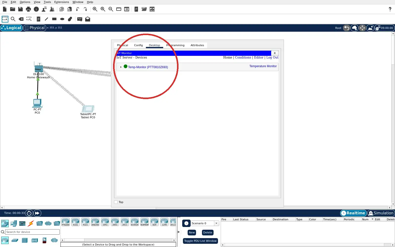 Real Packet Tracer screenshot for gateway registration boundary step 6.