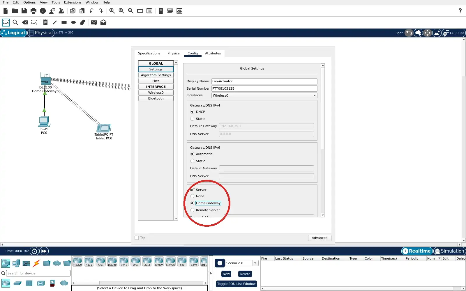 Real Packet Tracer screenshot for gateway registration boundary step 7.