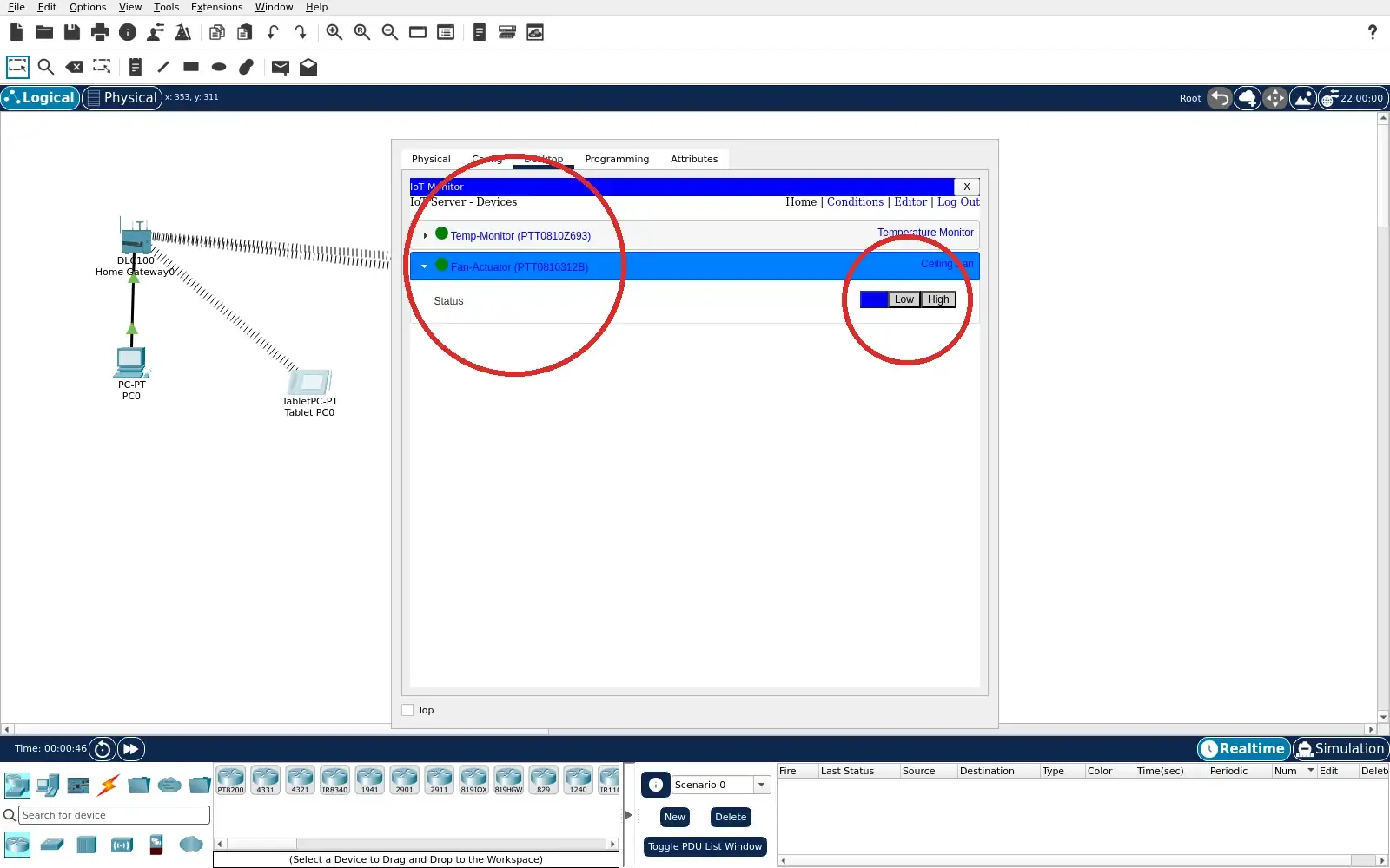 Real Packet Tracer screenshot for gateway registration boundary step 8.