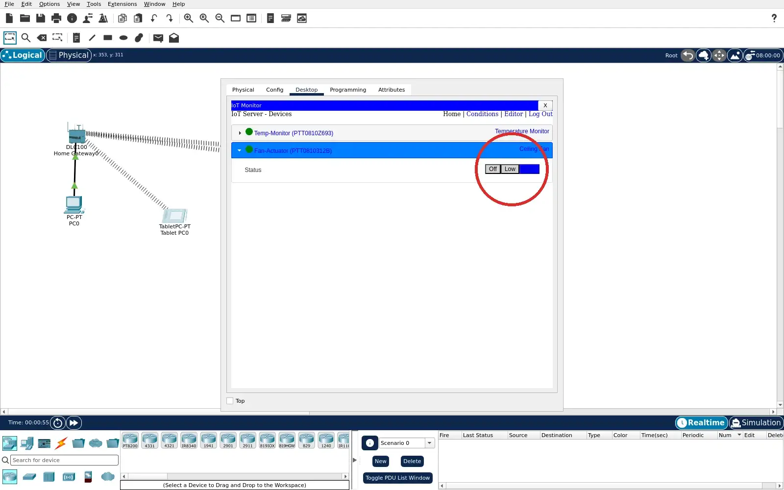 Real Packet Tracer screenshot for gateway registration boundary step 9.